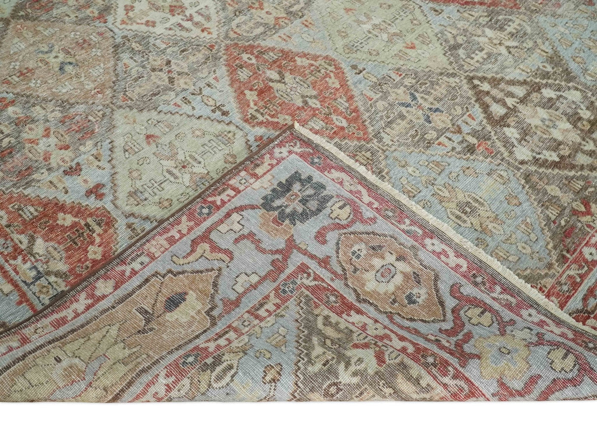 Antique look Multicolor Tribal Hand Knotted Distressed finished Oxidized Wool Area Rug