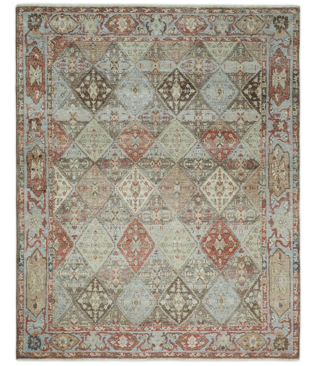 Antique look Multicolor Tribal Hand Knotted Distressed finished Oxidized Wool Area Rug