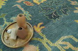 Antique look Teal and Olive Hand Knotted Traditional Oushak Custom Made wool rug
