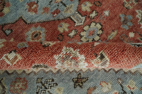 Antique look Traditional Floral Gray, Rust and Beige Hand knotted Heriz Custom Made wool Area Rug
