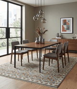 Antique look Traditional Hand Knotted Silver, Ivory and Rust Wool Area Rug