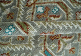 Antique look Traditional Hand Knotted Silver, Ivory and Rust Wool Area Rug
