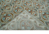 Antique look Traditional Hand Knotted Silver, Ivory and Rust Wool Area Rug