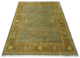 Antique Moss 8x10 Hand Knotted Gray and Brown Traditional Oushak Style Wool Rug