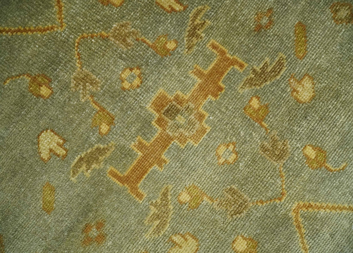 Antique Moss 8x10 Hand Knotted Gray and Brown Traditional Oushak Style Wool Rug
