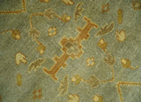 Antique Moss 8x10 Hand Knotted Gray and Brown Traditional Oushak Style Wool Rug
