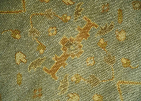 Antique Moss 8x10 Hand Knotted Gray and Brown Traditional Oushak Style Wool Rug