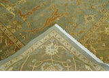Antique Moss 8x10 Hand Knotted Gray and Brown Traditional Oushak Style Wool Rug