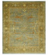 Antique Moss 8x10 Hand Knotted Gray and Brown Traditional Oushak Style Wool Rug