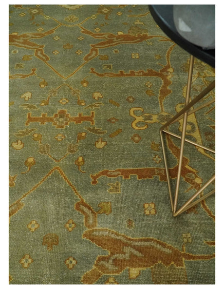 Antique Moss 8x10 Hand Knotted Gray and Brown Traditional Vintage Persian Style Wool Rug | AC22810