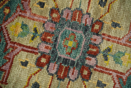 Antique Moss Green and Pink Traditional Multi Size Wool Area Rug
