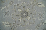 Antique Muted Silver Rug 8x11 Hand Knotted Turkish Silver, Beige and Brown Traditional Antique Persian Low Pile Area Rug