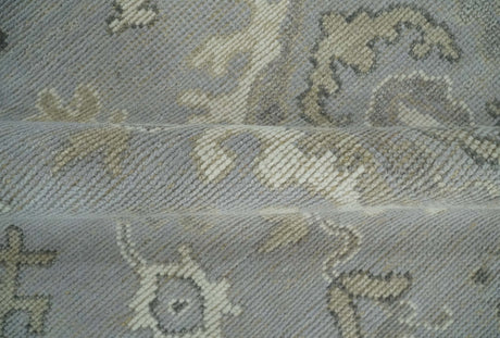 Antique Muted Silver Rug 8x11 Hand Knotted Turkish Silver, Beige and Brown Traditional Antique Persian Low Pile Area Rug