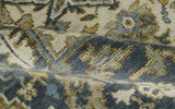 Antique Muted Traditional Heriz Blue ,Beige and Brown Hand knotted Custom made wool Area Rug