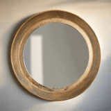 Antique Nickel Round Wall Mirror with Distressed Finish-Mirror-Parc Decor
