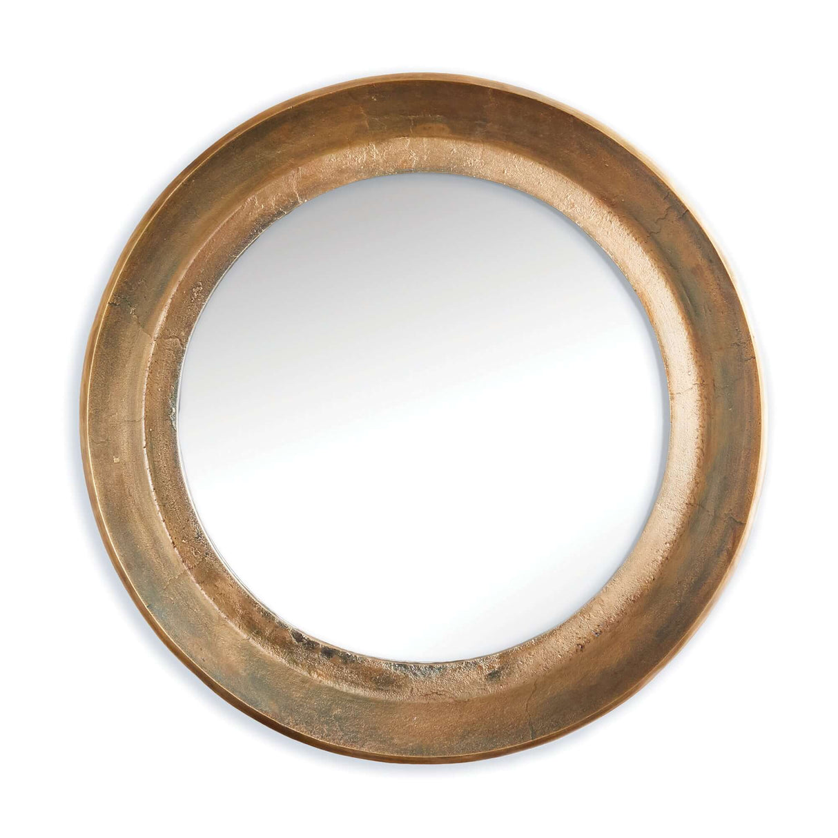 Antique Nickel Round Wall Mirror with Distressed Finish-Mirror-Parc Decor