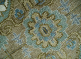Antique Olive And Blue Traditional Heriz Multi Size Wool Area Rug