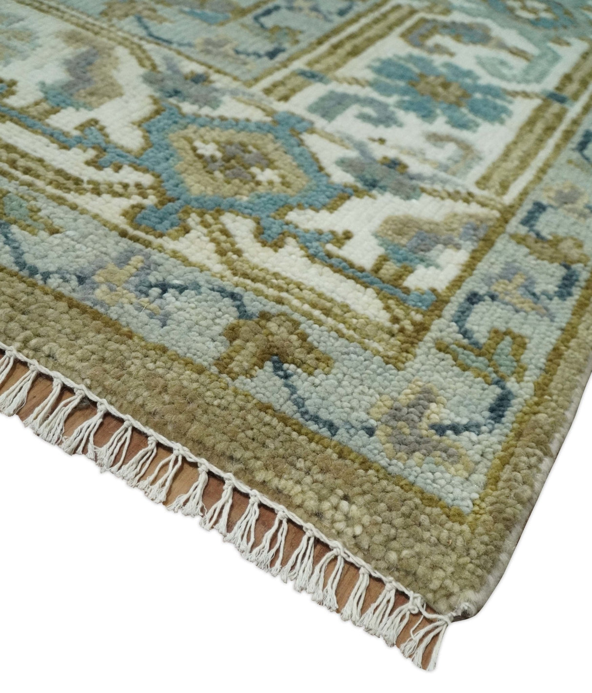 Antique Olive And Blue Traditional Heriz Multi Size Wool Area Rug