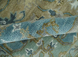 Antique Olive And Blue Traditional Heriz Multi Size Wool Area Rug