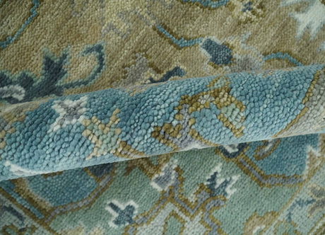 Antique Olive And Blue Traditional Heriz Multi Size Wool Area Rug