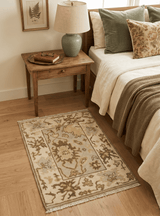 Antique Oushak 2x3 Beige and Brown Hand Knotted Wool Area Rug