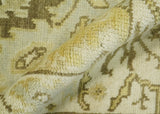 Antique Oushak 2x3 Beige and Brown Hand Knotted Wool Area Rug