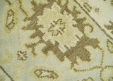 Antique Oushak 2x3 Beige and Brown Hand Knotted Wool Area Rug