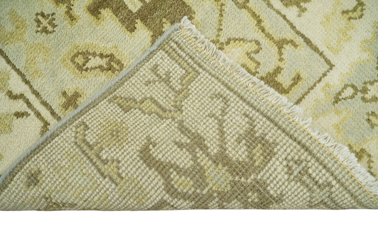 Antique Oushak 2x3 Beige and Brown Hand Knotted Wool Area Rug