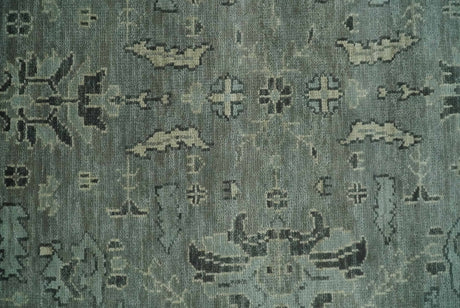Antique Oushak Silver and Charcoal Multi size Wool Area Rug