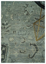 Antique Oushak Silver and Charcoal Multi size Wool Area Rug