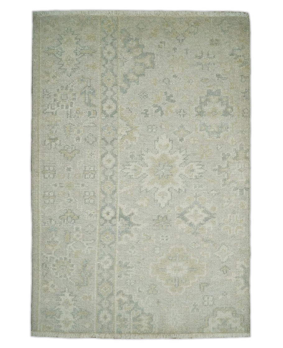 Antique Persian 2x3 Beige and Gray Hand Knotted Wool Area Rug