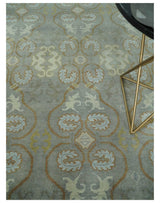Antique Persian 8x10 Hand Knotted Gray and Beige Traditional Persian Oushak Wool Rug | AC1810