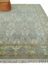Antique Persian 8x10 Hand Knotted Gray and Beige Traditional Persian Oushak Wool Rug | AC1810