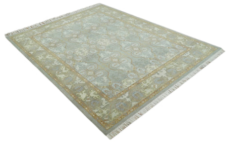 Antique Persian 8x10 Hand Knotted Gray and Beige Traditional Persian Oushak Wool Rug | AC1810