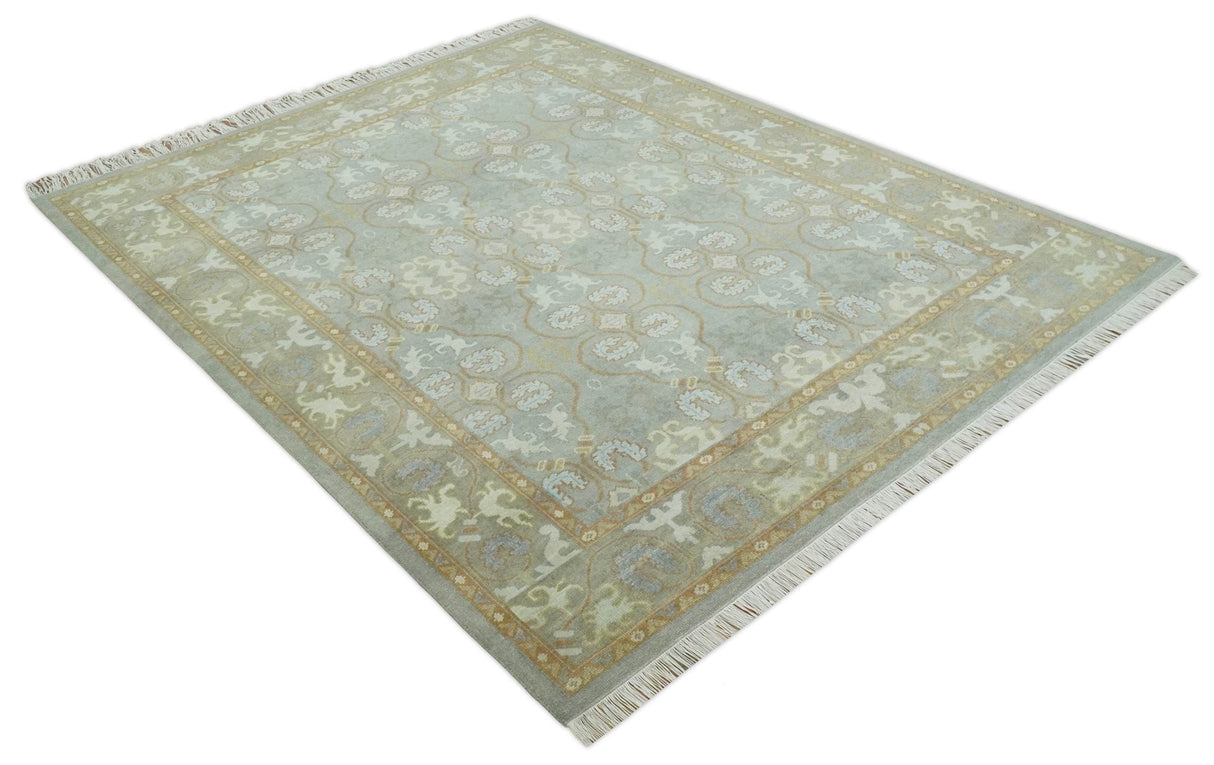 Antique Persian 8x10 Hand Knotted Gray and Beige Traditional Persian Wool Rug
