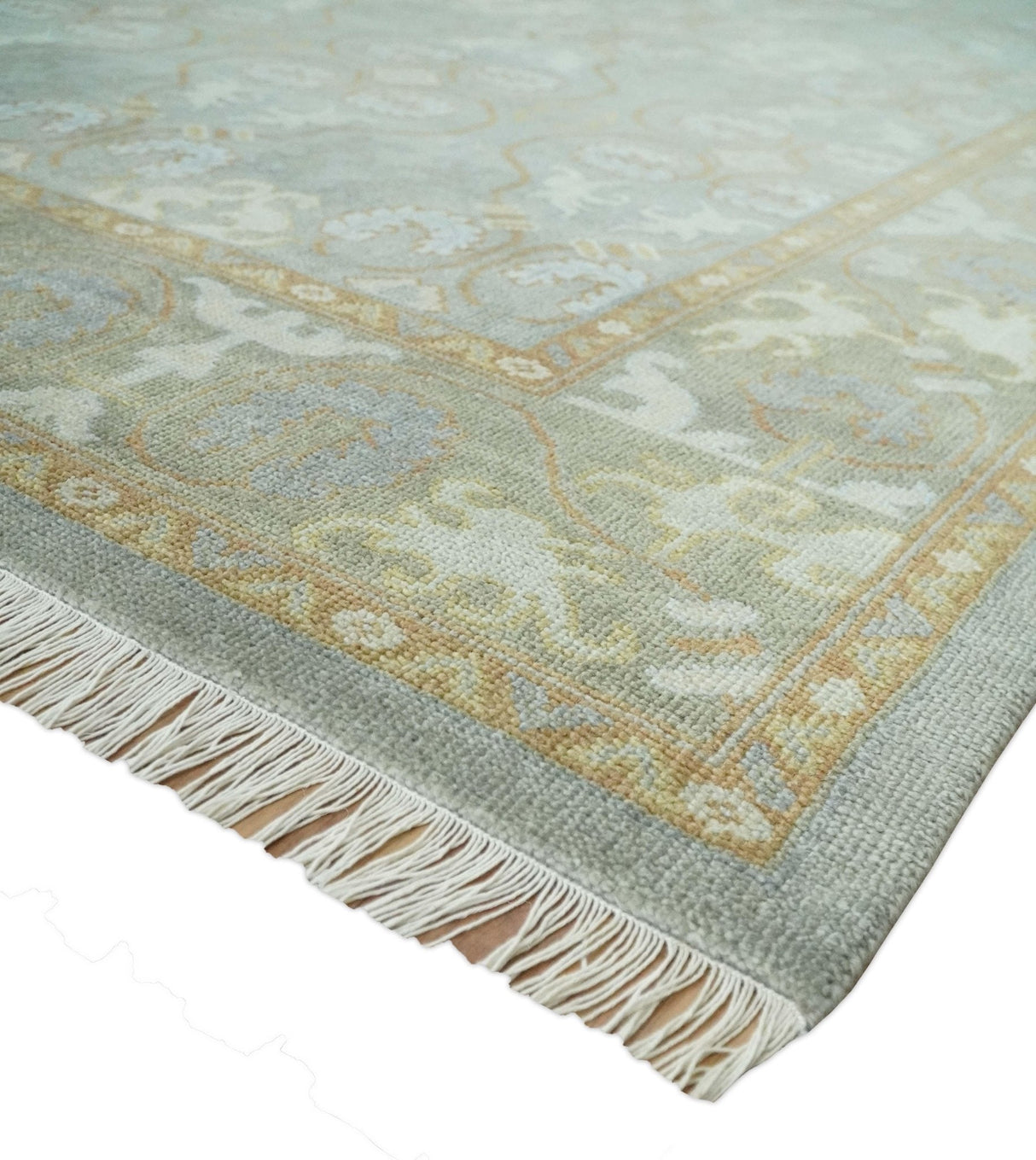 Antique Persian 8x10 Hand Knotted Gray and Beige Traditional Persian Wool Rug