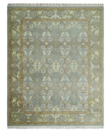 Antique Persian 8x10 Hand Knotted Gray and Beige Traditional Persian Wool Rug