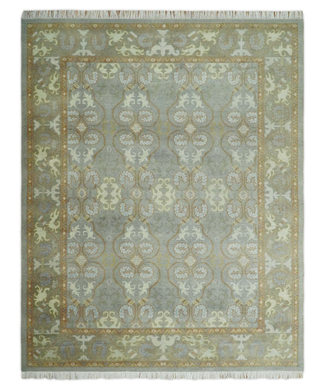 Antique Persian 8x10 Hand Knotted Gray and Beige Traditional Persian Wool Rug