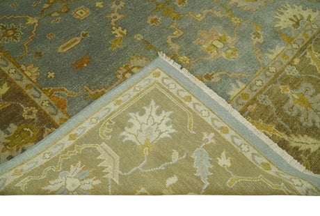 Antique Persian Gray and Moss Brown 8x10 Hand Knotted Traditional Oushak Wool Rug | AC9810
