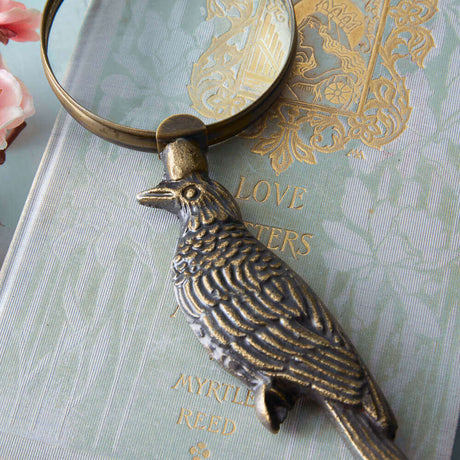 Antique Raven Magnifying Glass in Brass Finish-Magnifying glass-Parc Decor