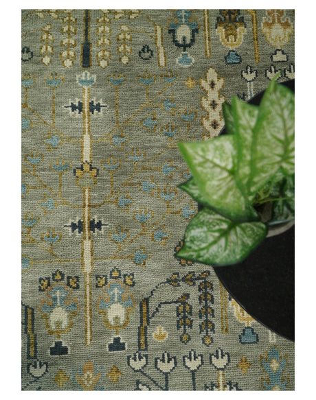 Antique Silver and Gold Hand Knotted Tree of Life Custom made Wool Rug