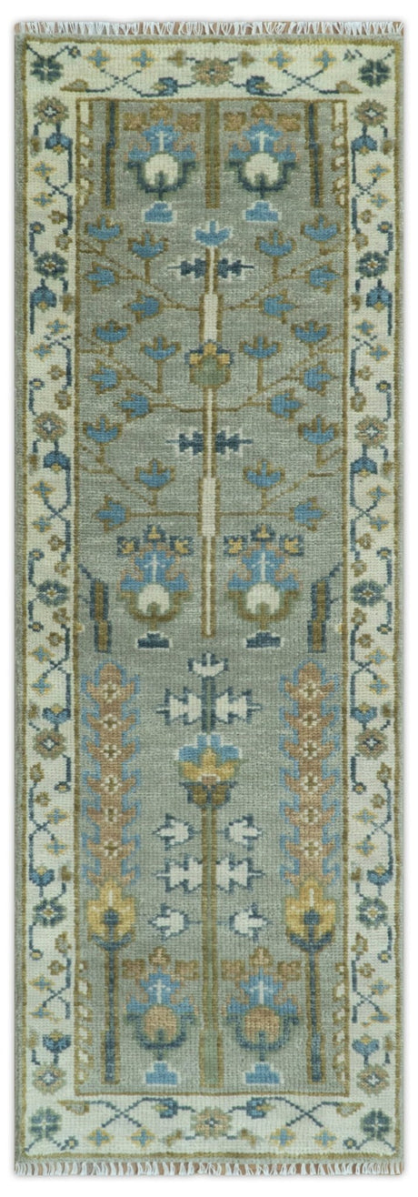 Antique Silver and Gold Hand Knotted Tree of Life Custom made Wool Rug