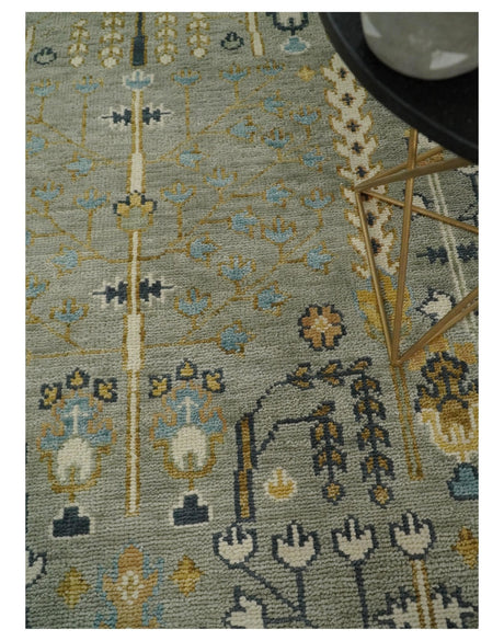 Antique Silver and Gold Hand Knotted Tree of Life Custom made Wool Rug