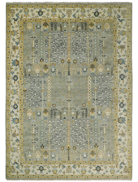 Antique Silver and Gold Hand Knotted Tree of Life Custom made Wool Rug