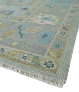 Antique Silver and Gold Vibrant Colorful Hand knotted Oushak wool Area Rug