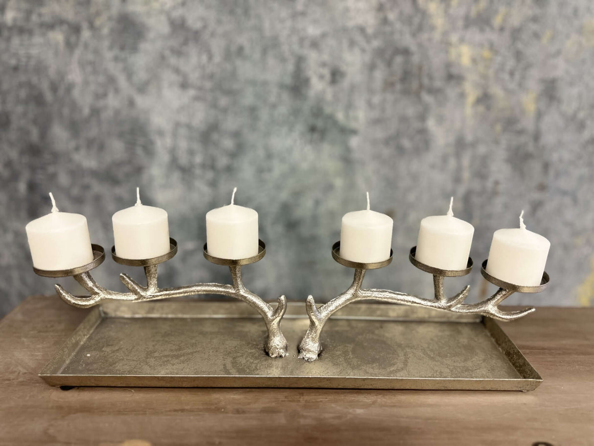 Antique Silver Branch Candle Holder-Candle Holder-Parc Decor