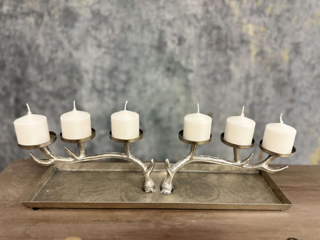 Antique Silver Branch Candle Holder-Candle Holder-Parc Decor