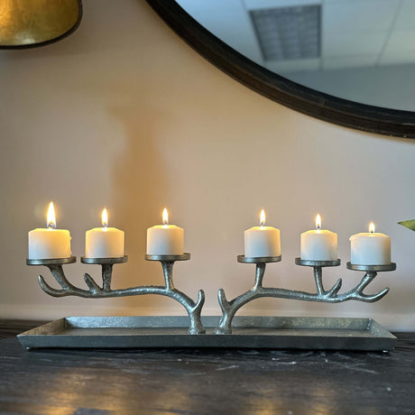 Antique Silver Branch Candle Holder-Candle Holder-Parc Decor