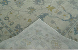 Antique Silver Hand knotted Traditional Multi Size Oushak Wool area Rug