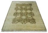 Antique Style 10x14 Hand Knotted Brown and Beige Traditional Oushak Wool Rug, Large Rug | N3751014
